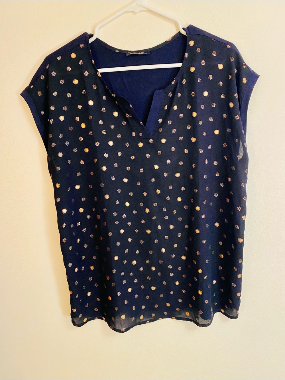 Papermoon Navy Top with Metallic Dot Print